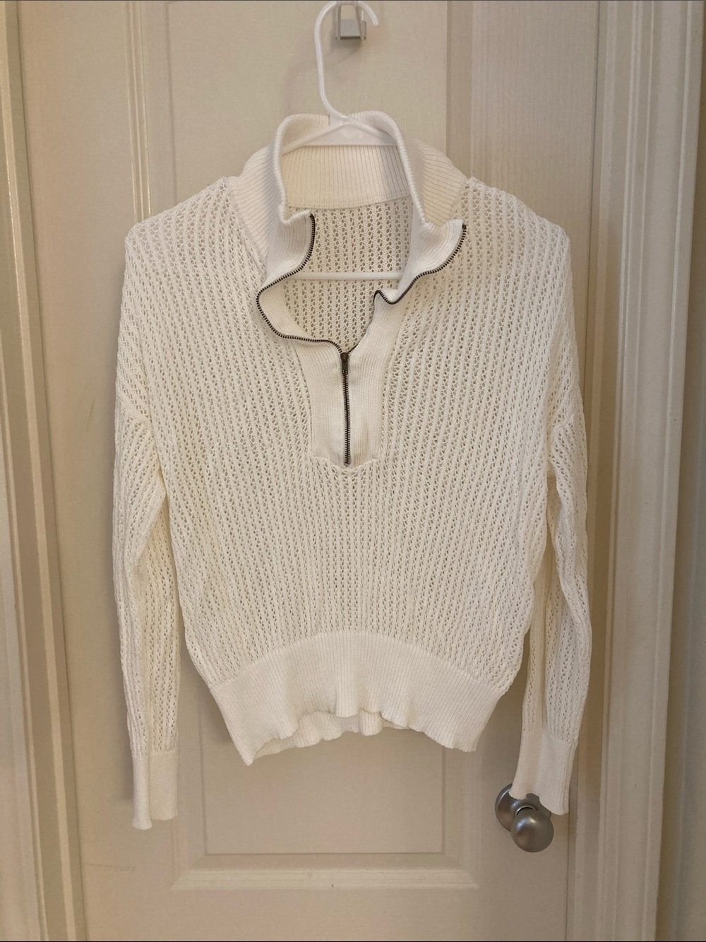 Classic Cream Knit Quarter-Zip Sweater